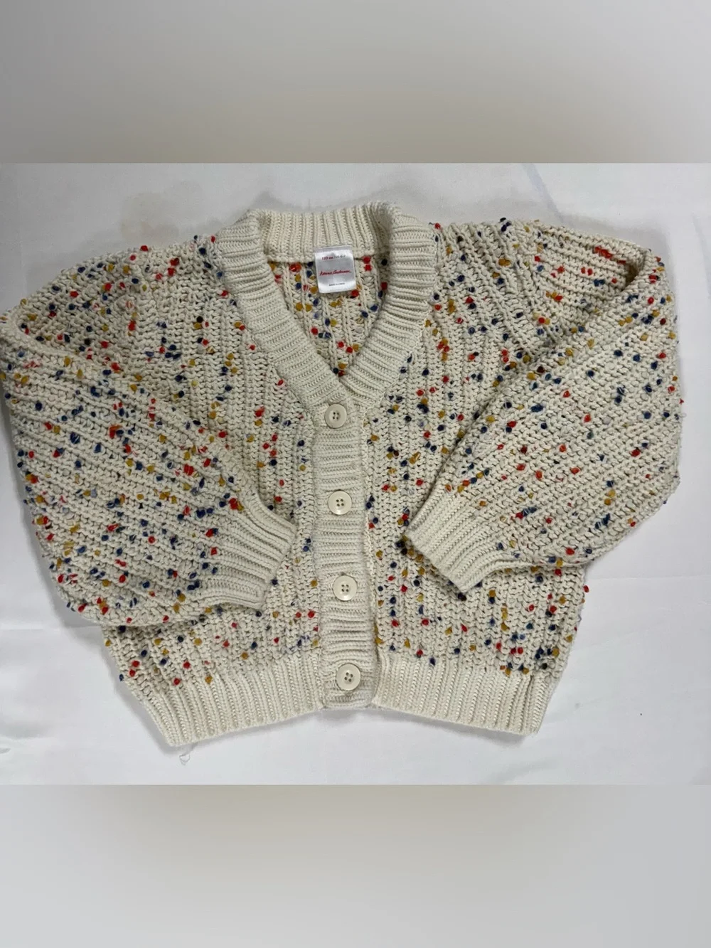 Hanna Andersson Girls Confetti Knit Cardigan Sweater 120 6-7